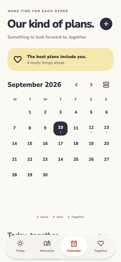 Twofold: Dates, plans, and anniversaries.